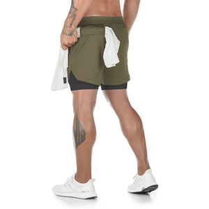 Camo Running Shorts Men Gym Sports Shorts 2 In 1