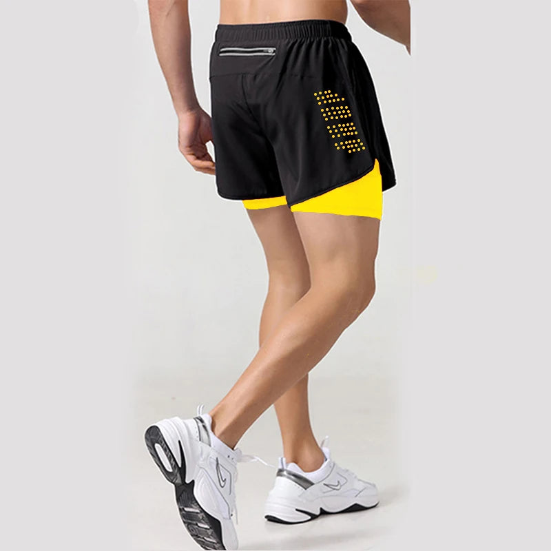 Men Running Shorts Gym Sports Shorts 2 In 1.