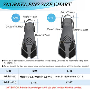 Snorkel Fins Adjustable Buckles Swimming Flippers.