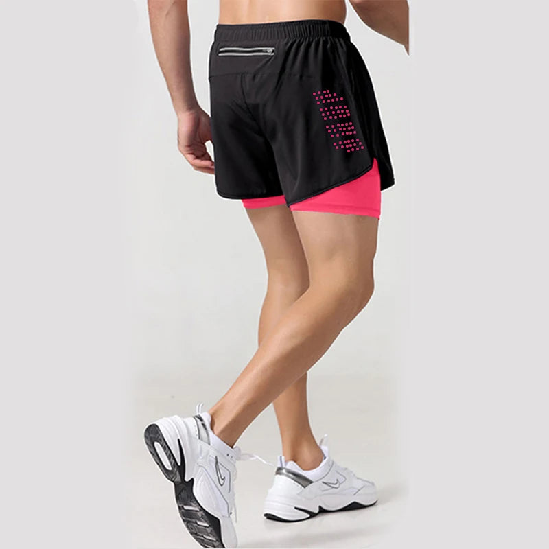 Men Running Shorts Gym Sports Shorts 2 In 1.