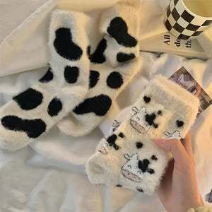 Pairs Cute Cow Spots Print Socks