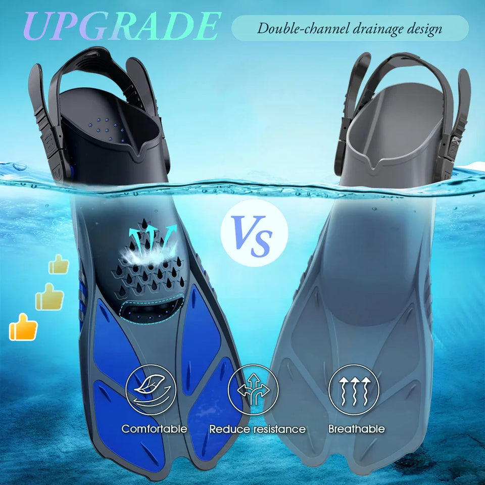 Snorkel Fins Adjustable Buckles Swimming Flippers.