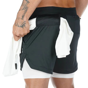 Camo Running Shorts Men Gym Sports Shorts 2 In 1