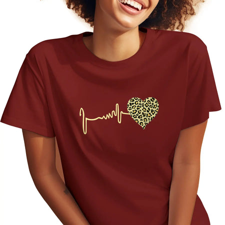 Women T Shirts Heartbeat Print Tops