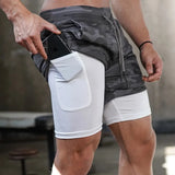 Camo Running Shorts Men Gym Sports Shorts 2 In 1